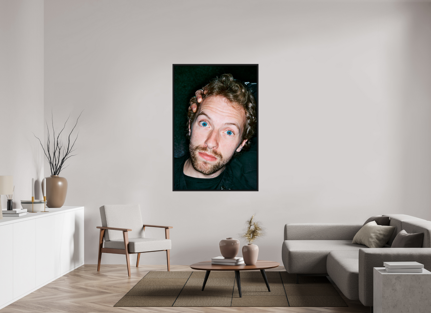 100 x 150 cm, Floater Frame | Black Matte Chris Martin - Coldplay 08