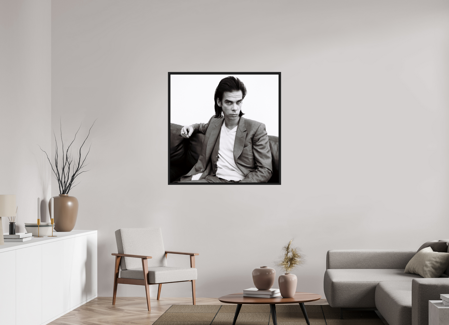 100 x 100 cm, Floater Frame | Black Matte Nick Cave 01
