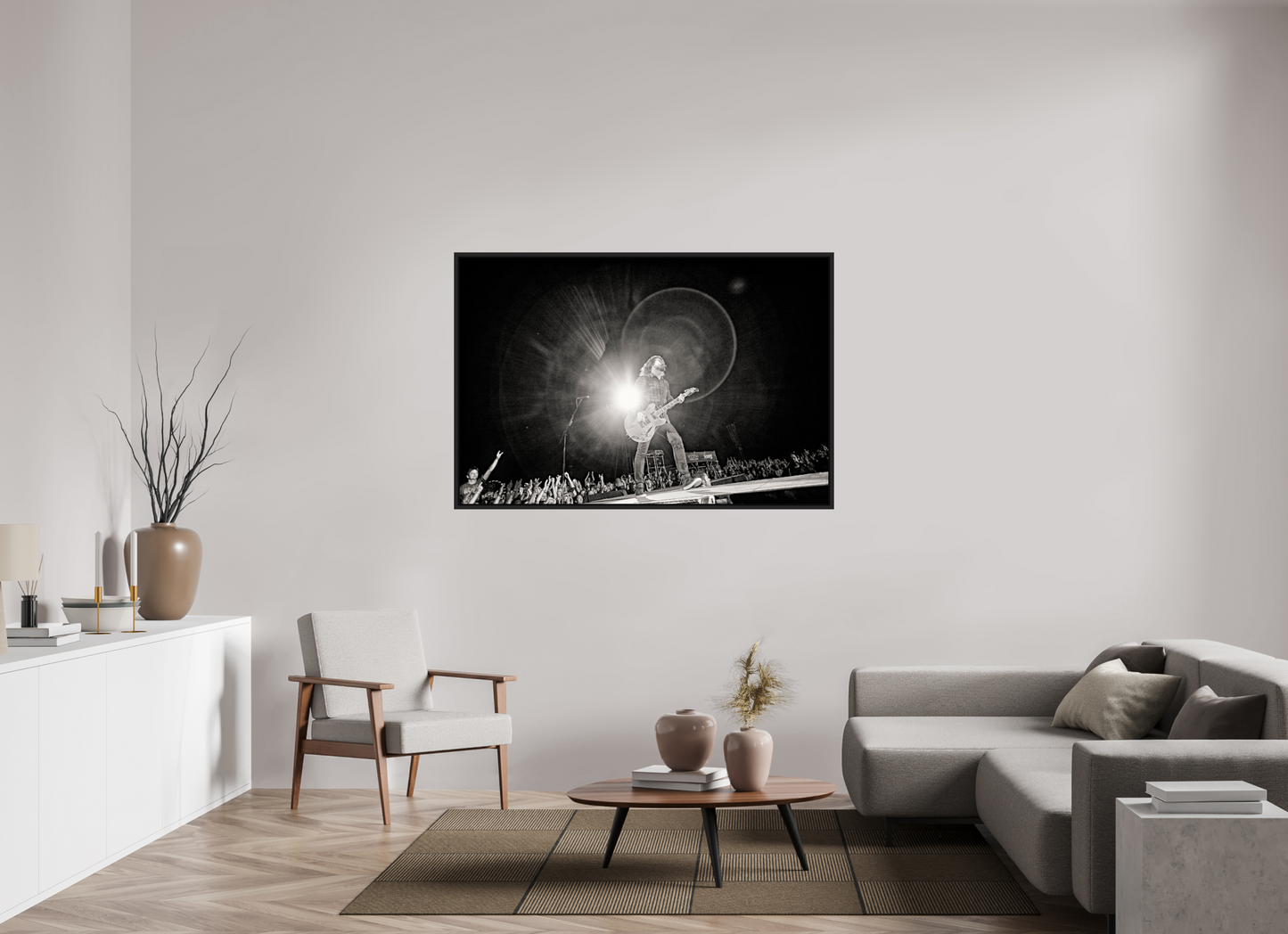 150 x 100 cm, Floater Frame | Black Matte Dave Grohl - Foo Fighters Live 08