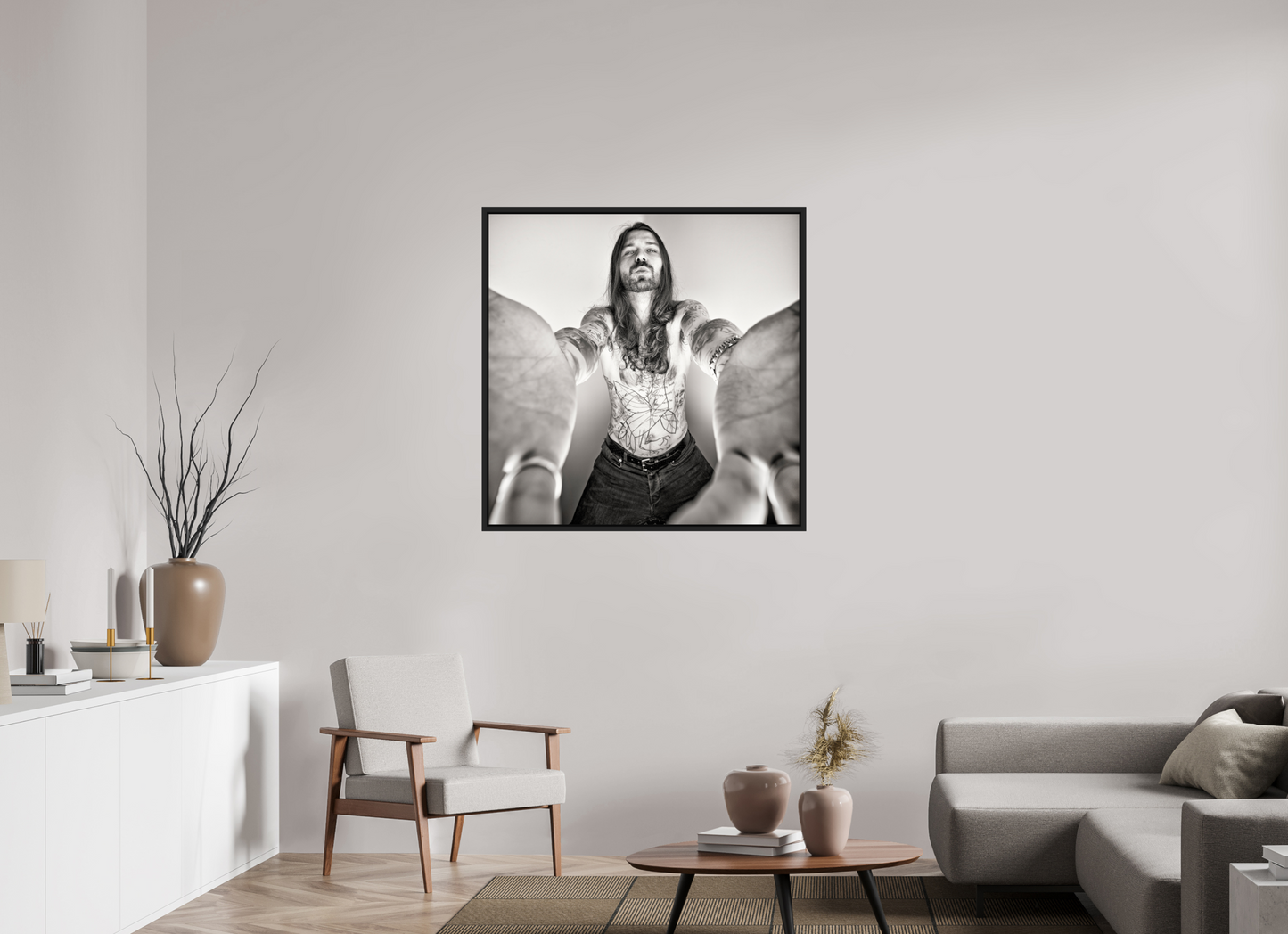 100 x 100 cm, Floater Frame | Black Matte Simon Neil - Biffy Clyro 02