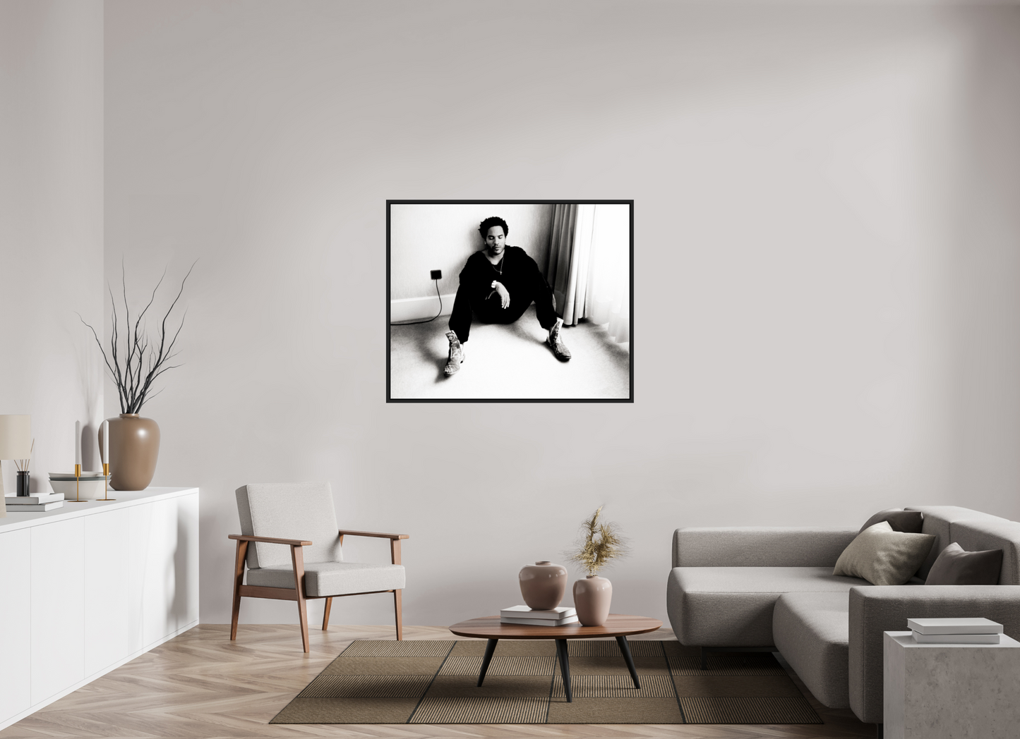 122,7 x 100 cm, Floater Frame | Black Matte Lenny Kravitz 08