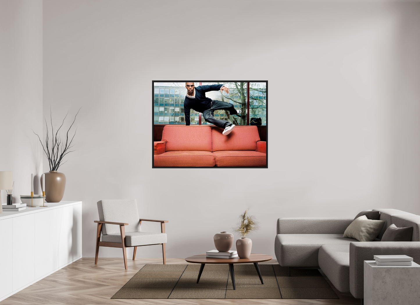 140 x 105 cm, Floater Frame | Black Matte Jamie Foxx 02