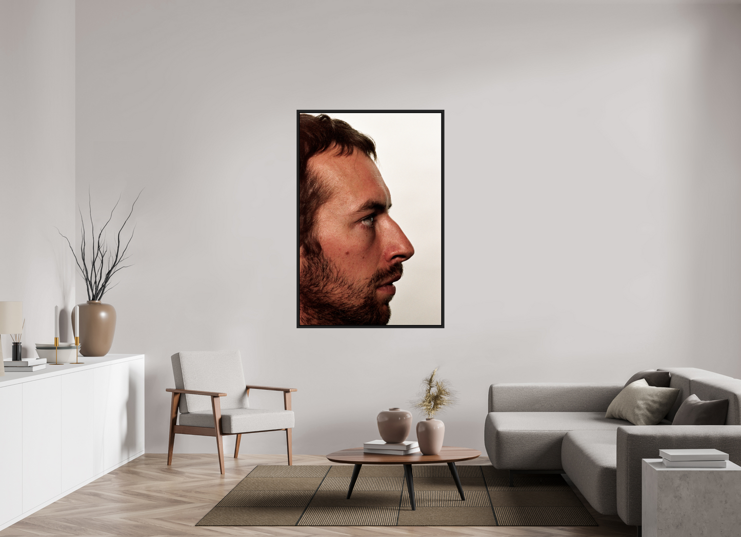 100 x 150 cm, Floater Frame | Black Matte Chris Martin - Coldplay 03