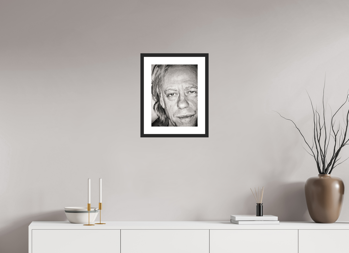 30 x 40 cm, Wood Frame with Passe-Partout | Black Matte Bob Geldof 04