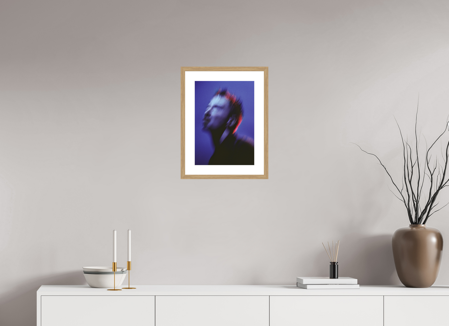 30 x 42 cm, Wood Frame with Passe-Partout | Oak Thom Yorke - Radiohead 01