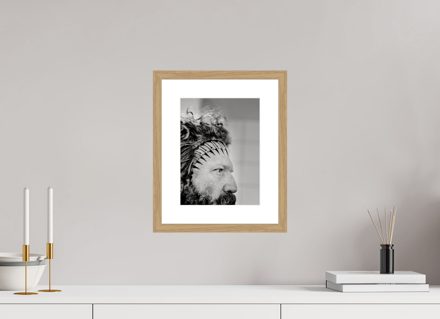 21 x 28 cm, Wood Frame with Passe-Partout | Oak Brent Hinds - Mastodon 01