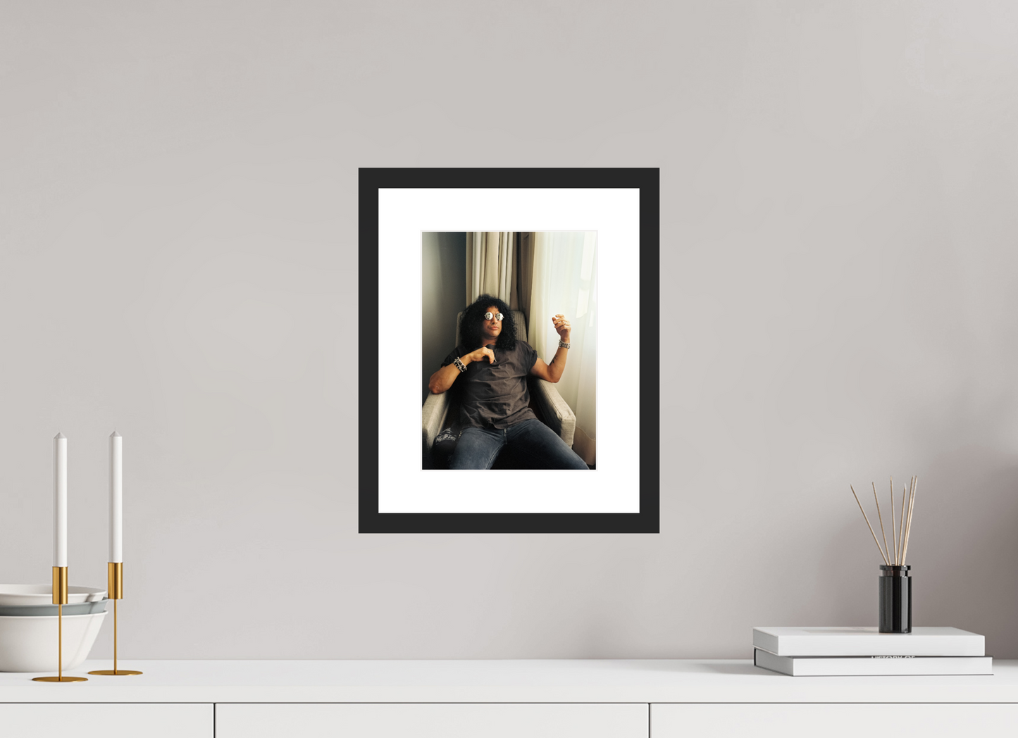 20 x 27 cm, Wood Frame with Passe-Partout | Black Matte Slash 03