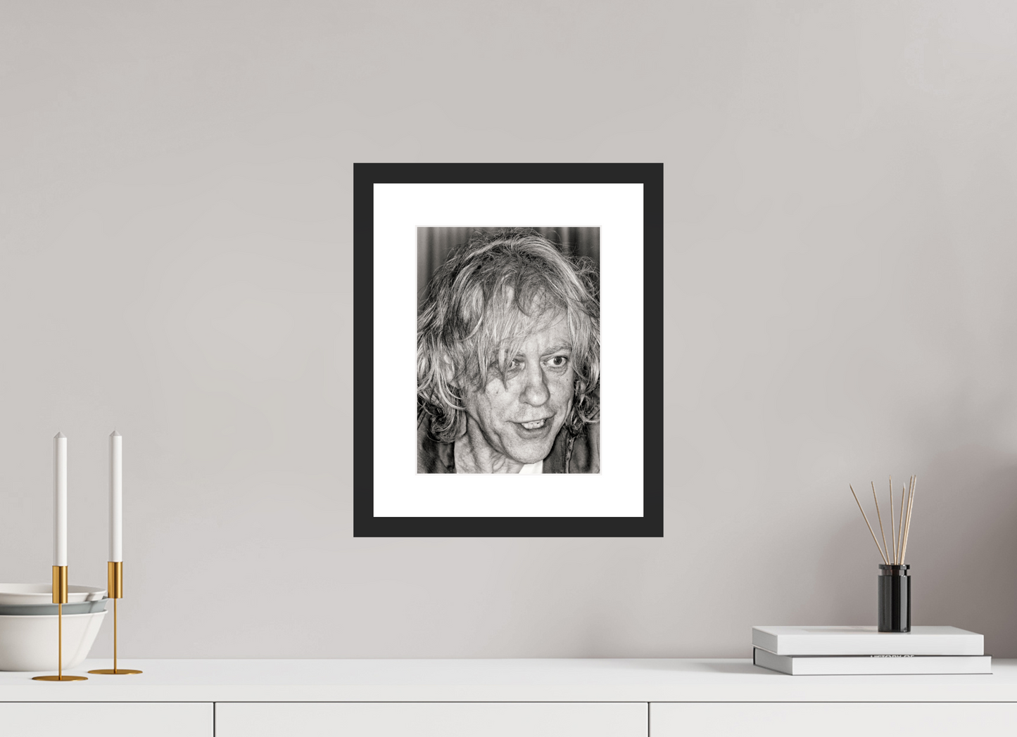 21 x 28 cm, Wood Frame with Passe-Partout | Black Matte Bob Geldof 06