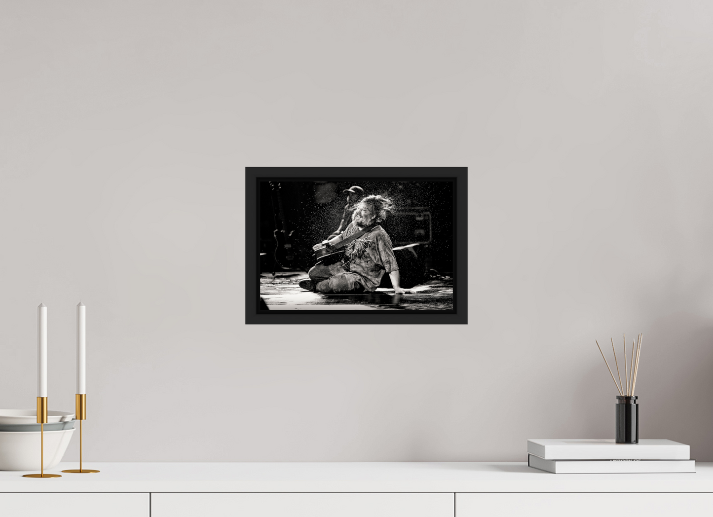 30 x 20 cm, Floater Frame | Black Matte Jack Black - Tenacious D Live 01