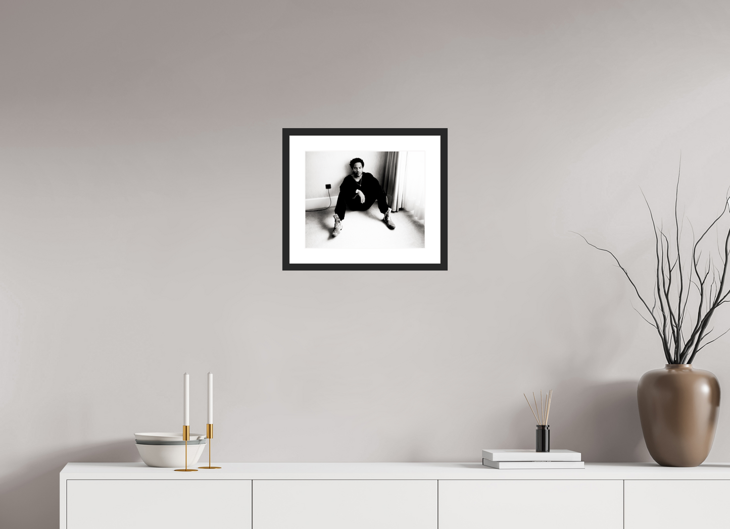 36,8 x 30 cm, Wood Frame with Passe-Partout | Black Matte Lenny Kravitz 08
