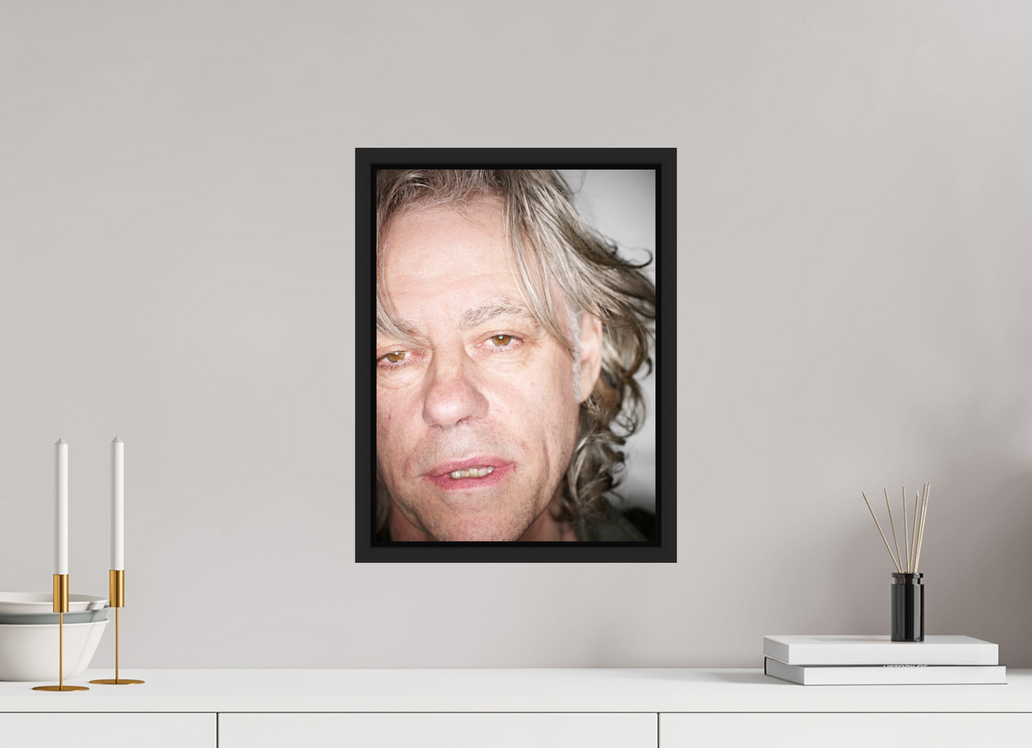 30 x 40 cm, Floater Frame | Black Matte Bob Geldof 03