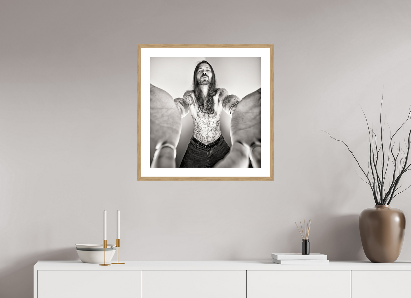 60 x 60 cm, Wood Frame with Passe-Partout | Oak Simon Neil - Biffy Clyro 02