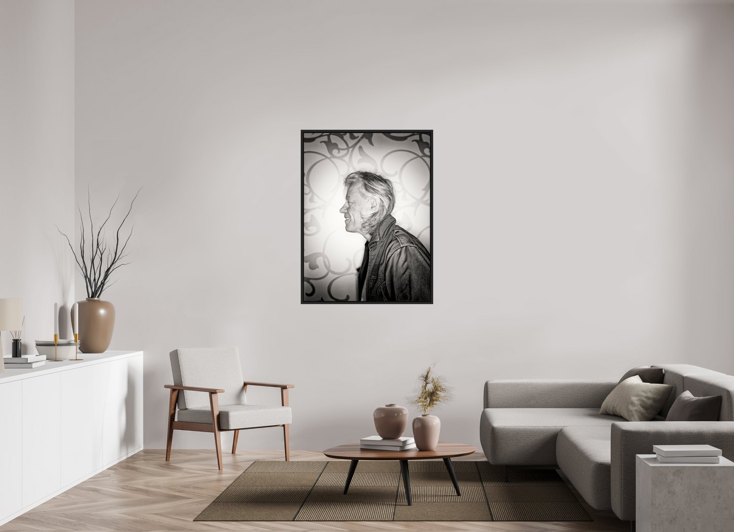 90 x 120 cm, Floater Frame | Black Matte Bob Geldof 02