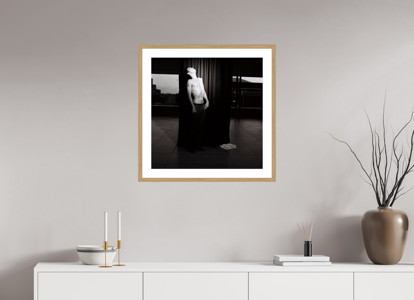 60 x 60 cm, Wood Frame with Passe-Partout | Oak Nick Cave 06
