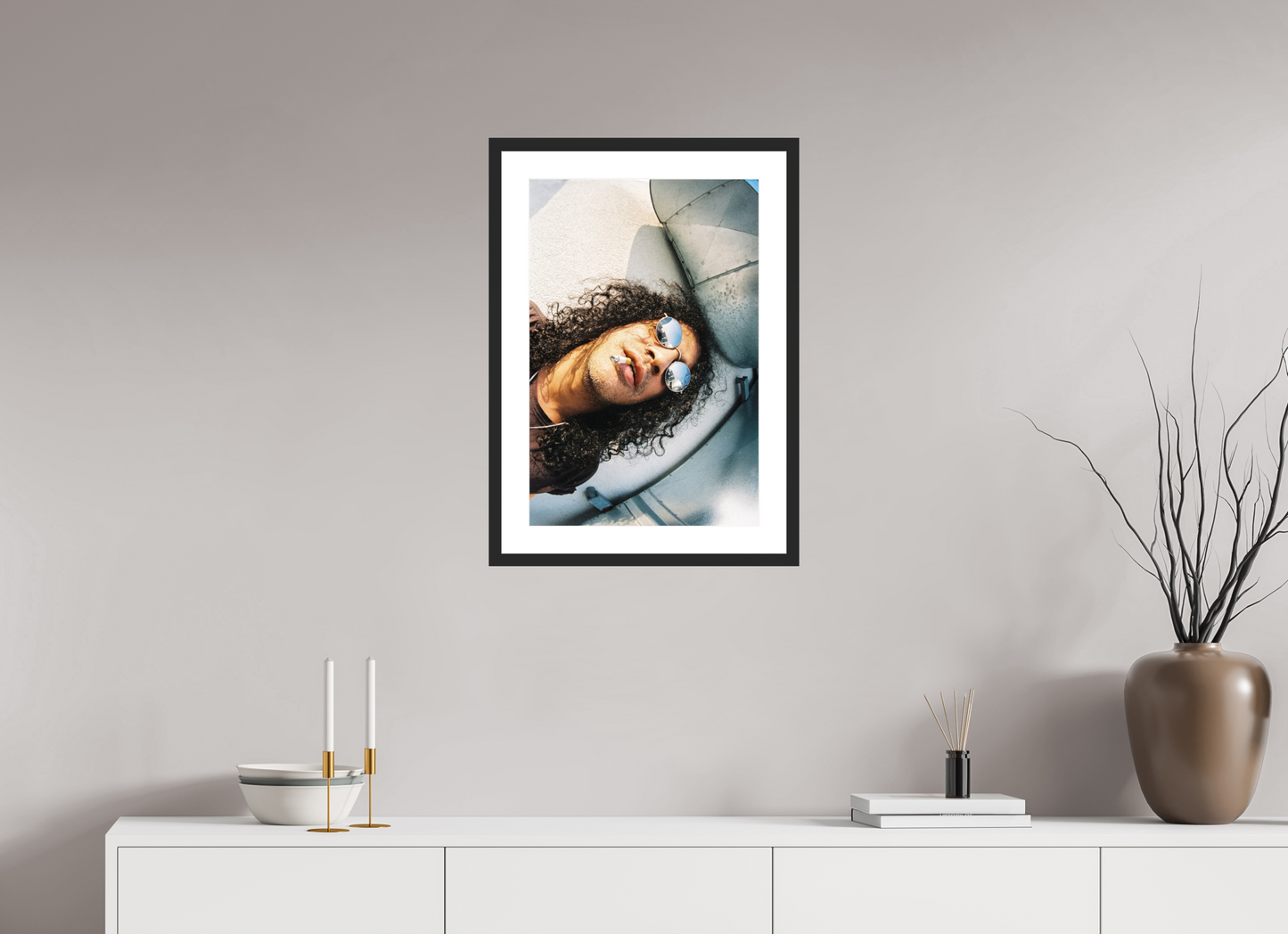 40 x 60 cm, Wood Frame with Passe-Partout | Black Matte Slash 01