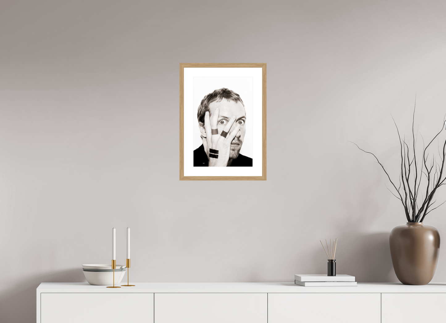 30 x 45 cm, Wood Frame with Passe-Partout | Oak Chris Martin - Coldplay 02