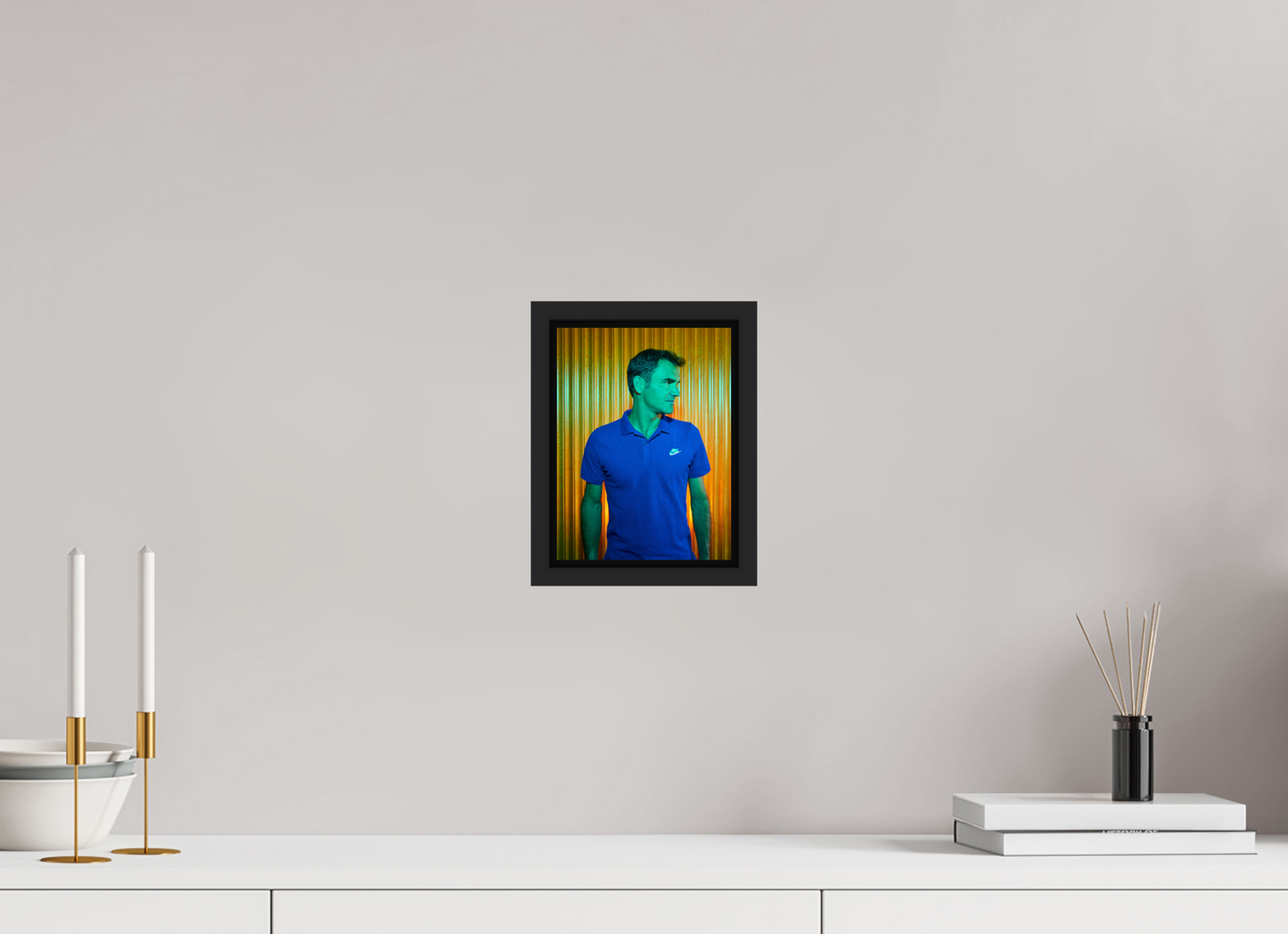 15 x 20 cm, Floater Frame | Black Matte Roger Federer 01