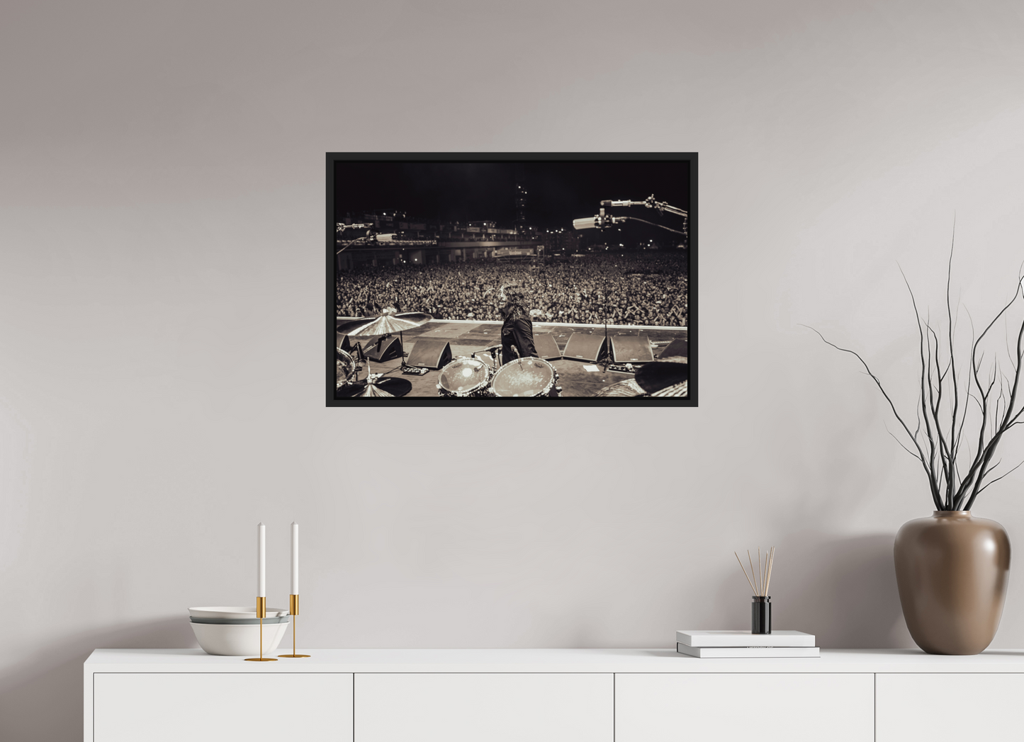 75 x 50 cm, Floater Frame | Black Matte Dave Grohl - Foo Fighters Live 09