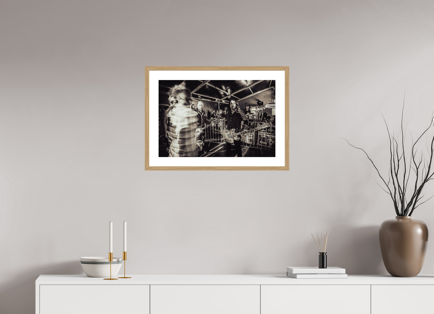 60 x 40 cm, Wood Frame with Passe-Partout | Oak Dave Grohl - Foo Fighters 05