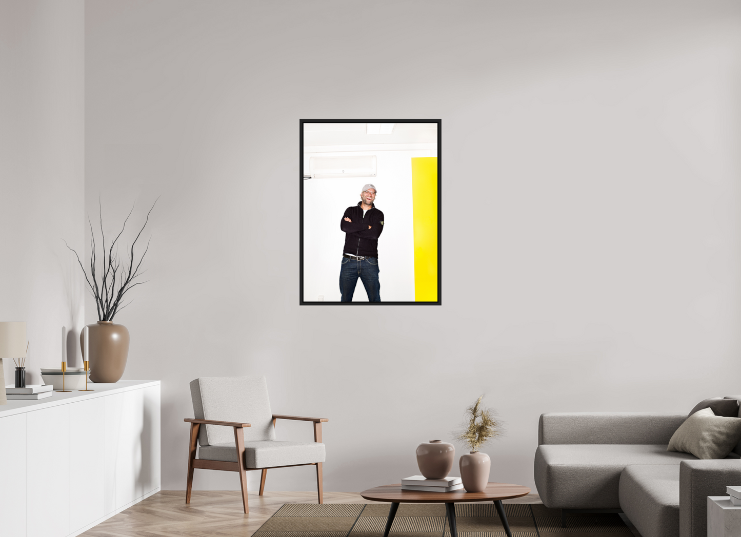 75 x 100 cm, Floater Frame | Black Matte Jürgen Klopp 01