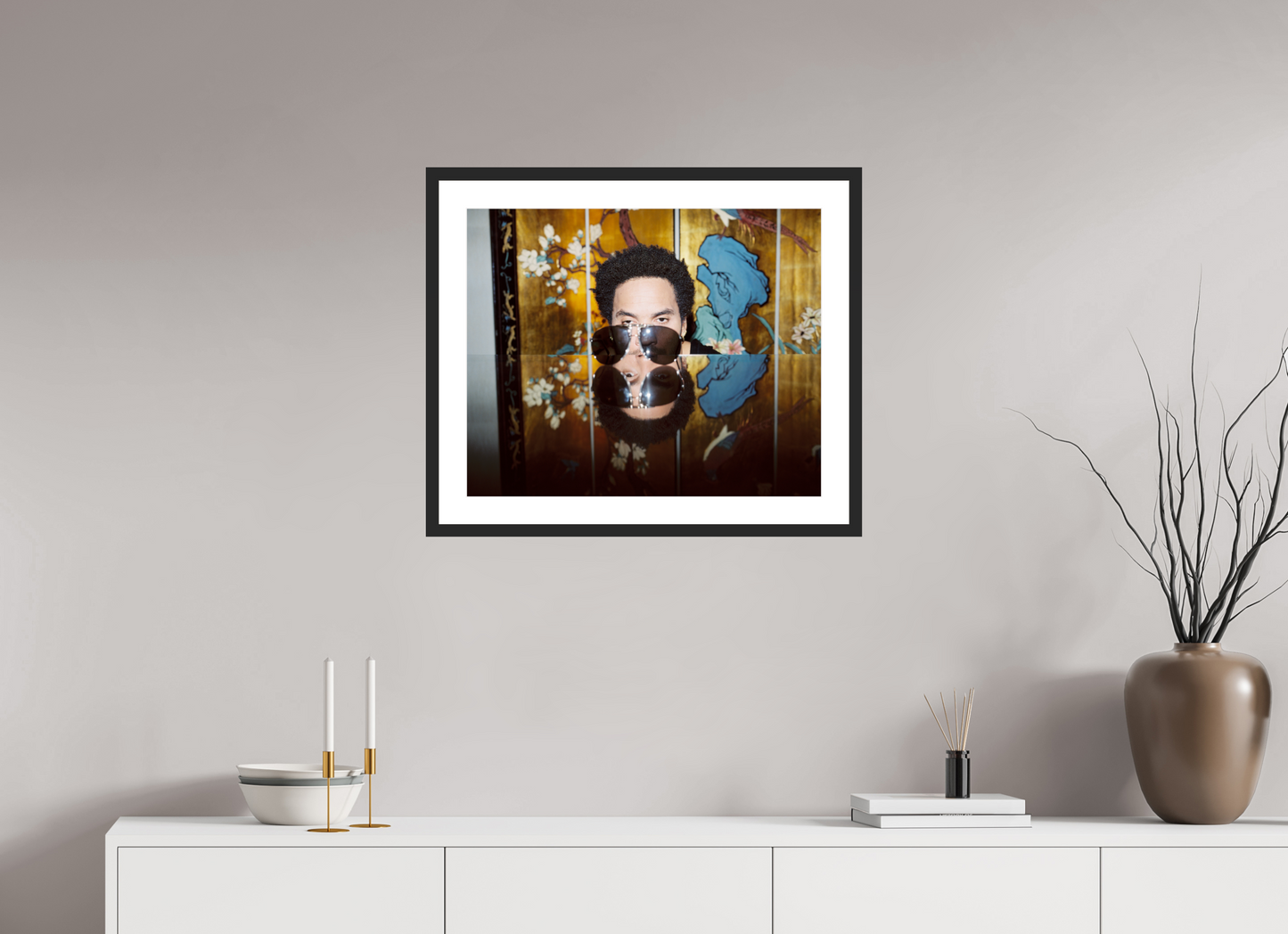 61,3 x 50 cm, Wood Frame with Passe-Partout | Black Matte Lenny Kravitz 02