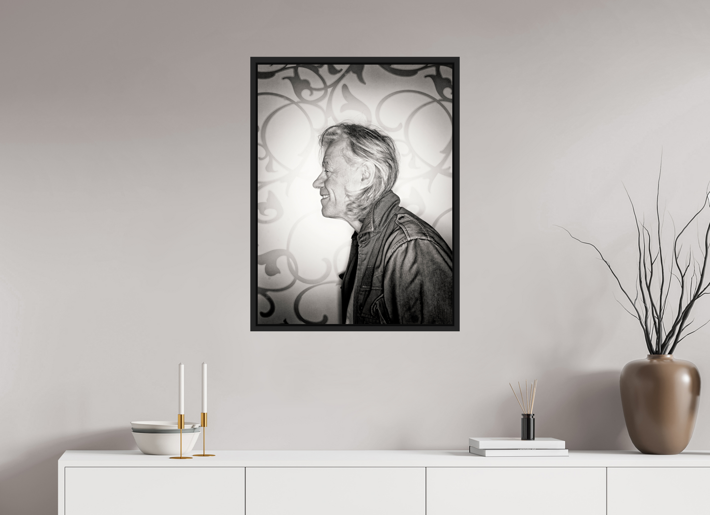 60 x 80 cm, Floater Frame | Black Matte Bob Geldof 02