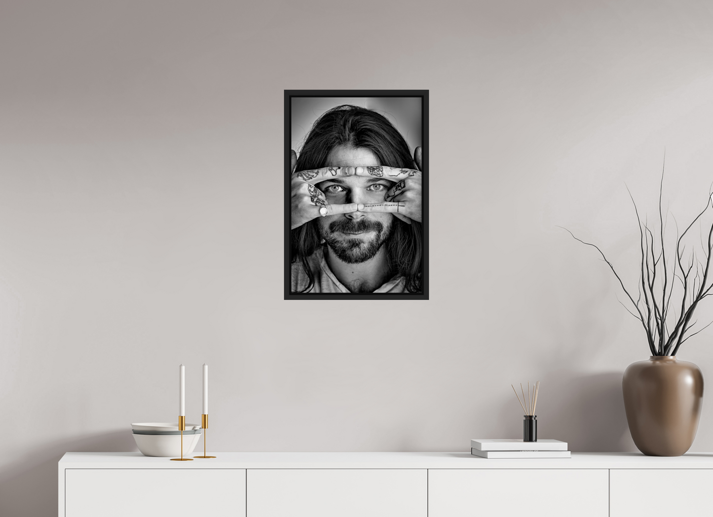 40 x 60 cm, Floater Frame | Black Matte Simon Neil - Biffy Clyro 01