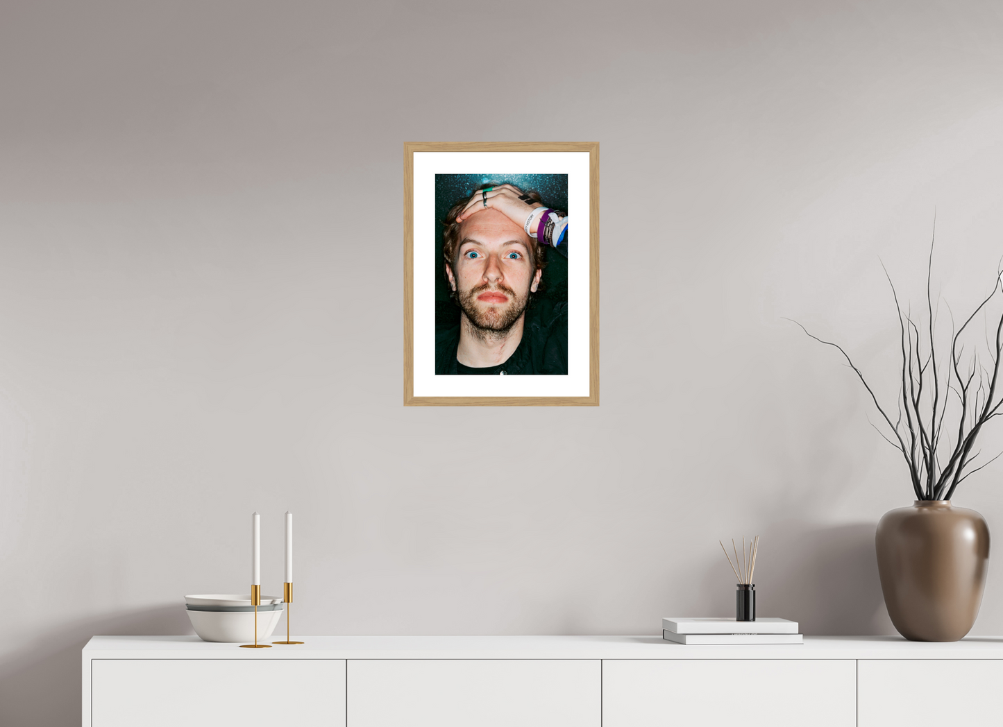 30 x 45 cm, Wood Frame with Passe-Partout | Oak Chris Martin - Coldplay 07