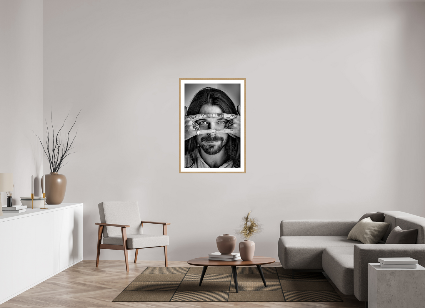70 x 105 cm, Wood Frame with Passe-Partout | Oak Simon Neil - Biffy Clyro 01