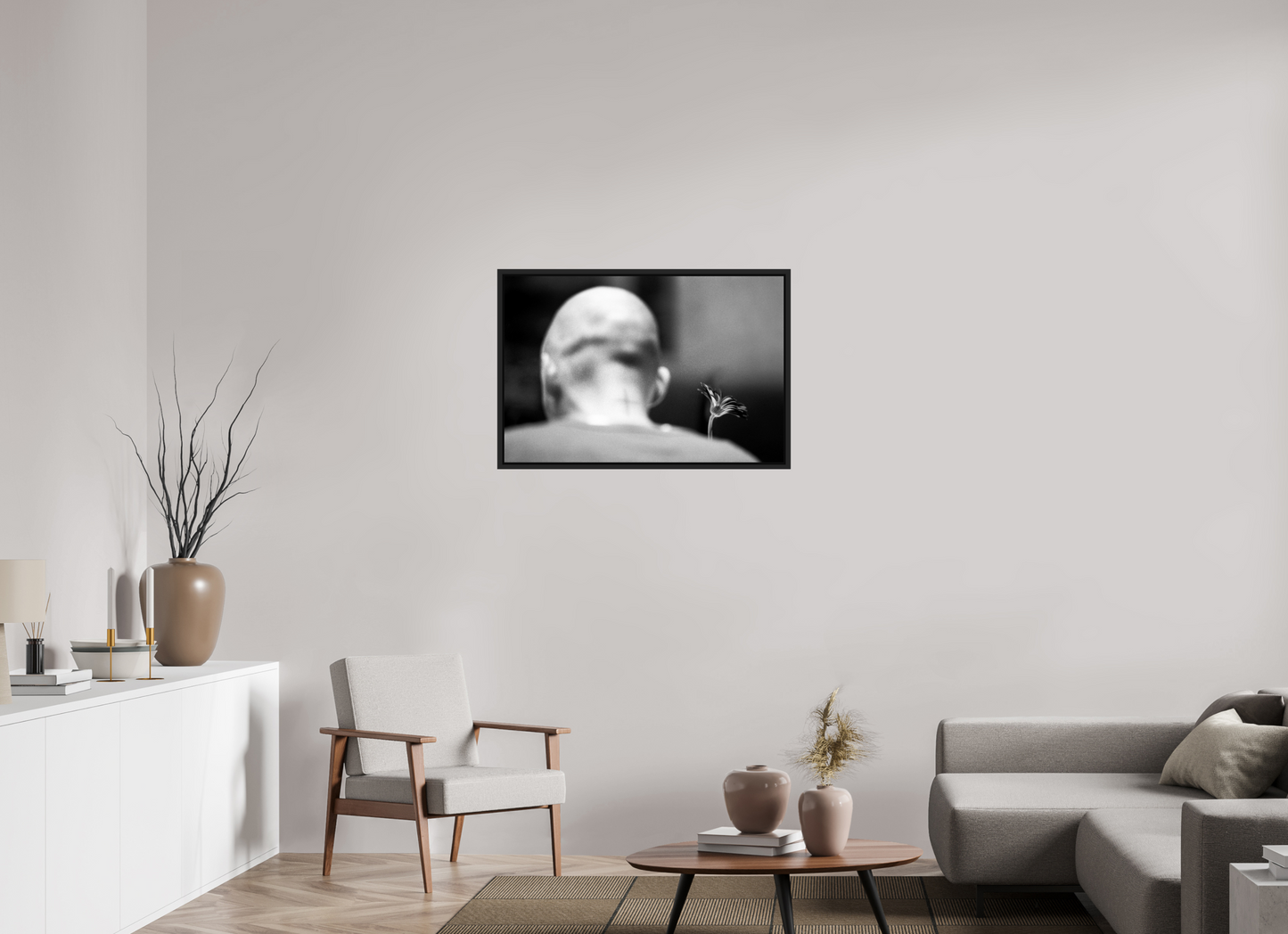 90 x 60 cm, Floater Frame | Black Matte Moby 02