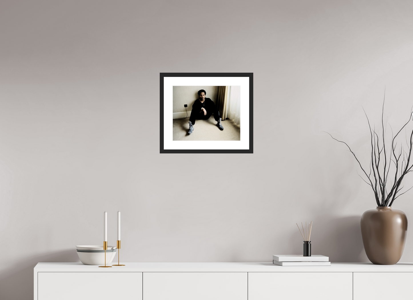 36,8 x 30 cm, Wood Frame with Passe-Partout | Black Matte Lenny Kravitz 07