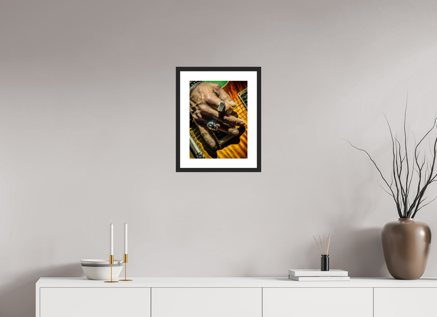 30 x 40 cm, Wood Frame with Passe-Partout | Black Matte Slash 08