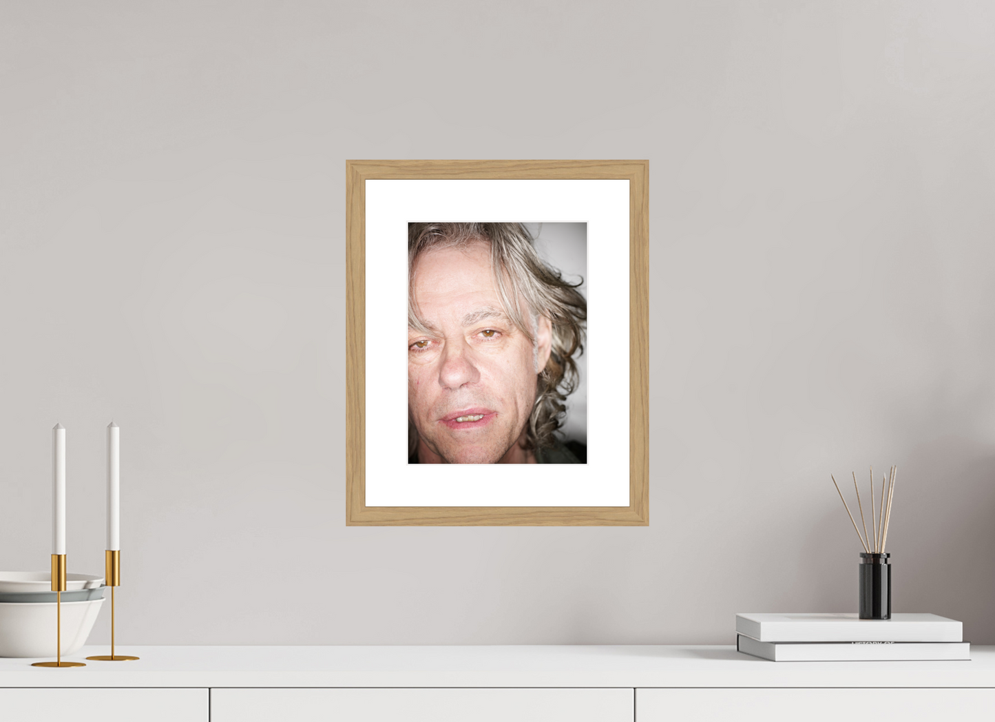 21 x 28 cm, Wood Frame with Passe-Partout | Oak Bob Geldof 03