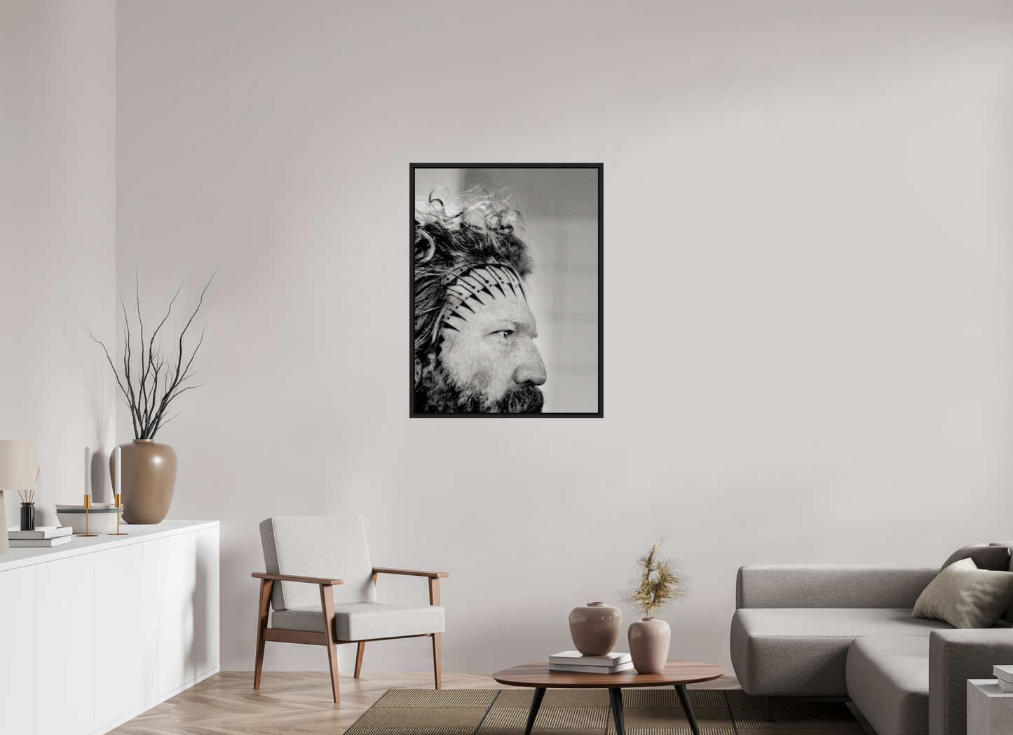 75 x 100 cm, Floater Frame | Black Matte Brent Hinds - Mastodon 01