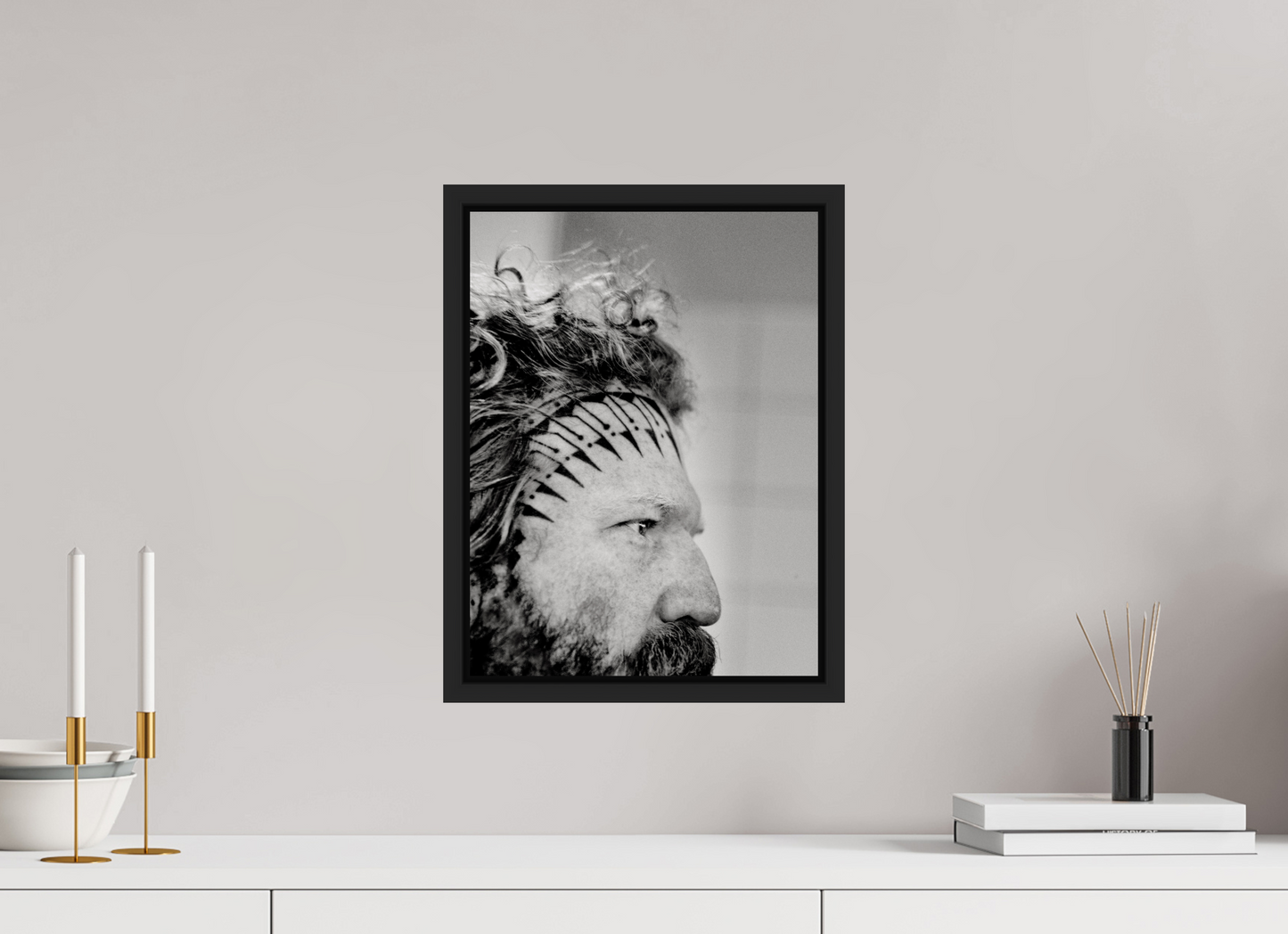 30 x 40 cm, Floater Frame | Black Matte Brent Hinds - Mastodon 01