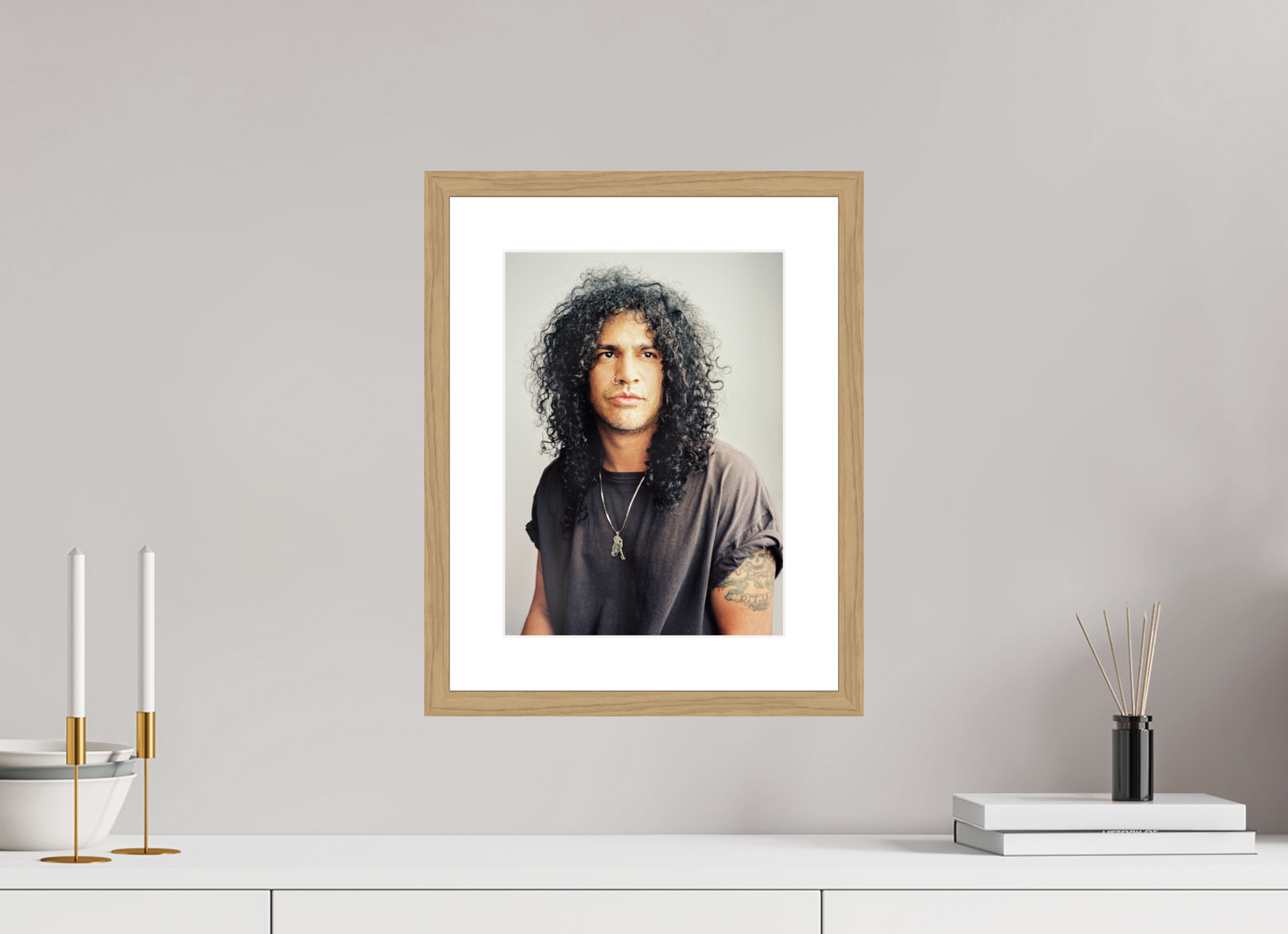 25 x 34,1 cm, Wood Frame with Passe-Partout | Oak Slash 06