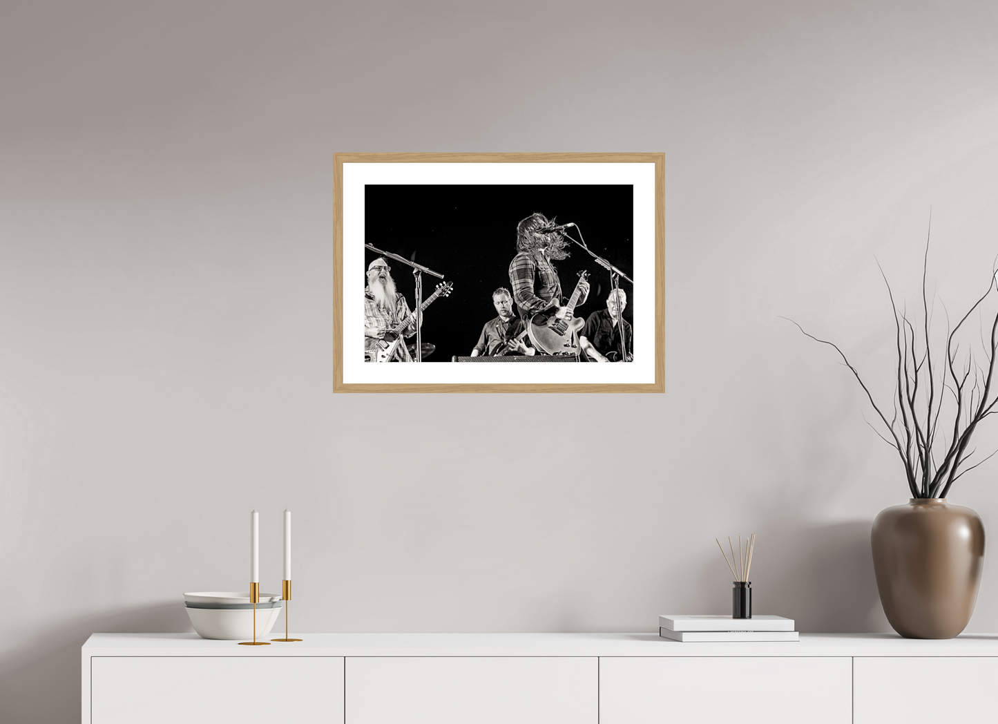 60 x 40 cm, Wood Frame with Passe-Partout | Oak Dave Grohl - Foo Fighters Live 03