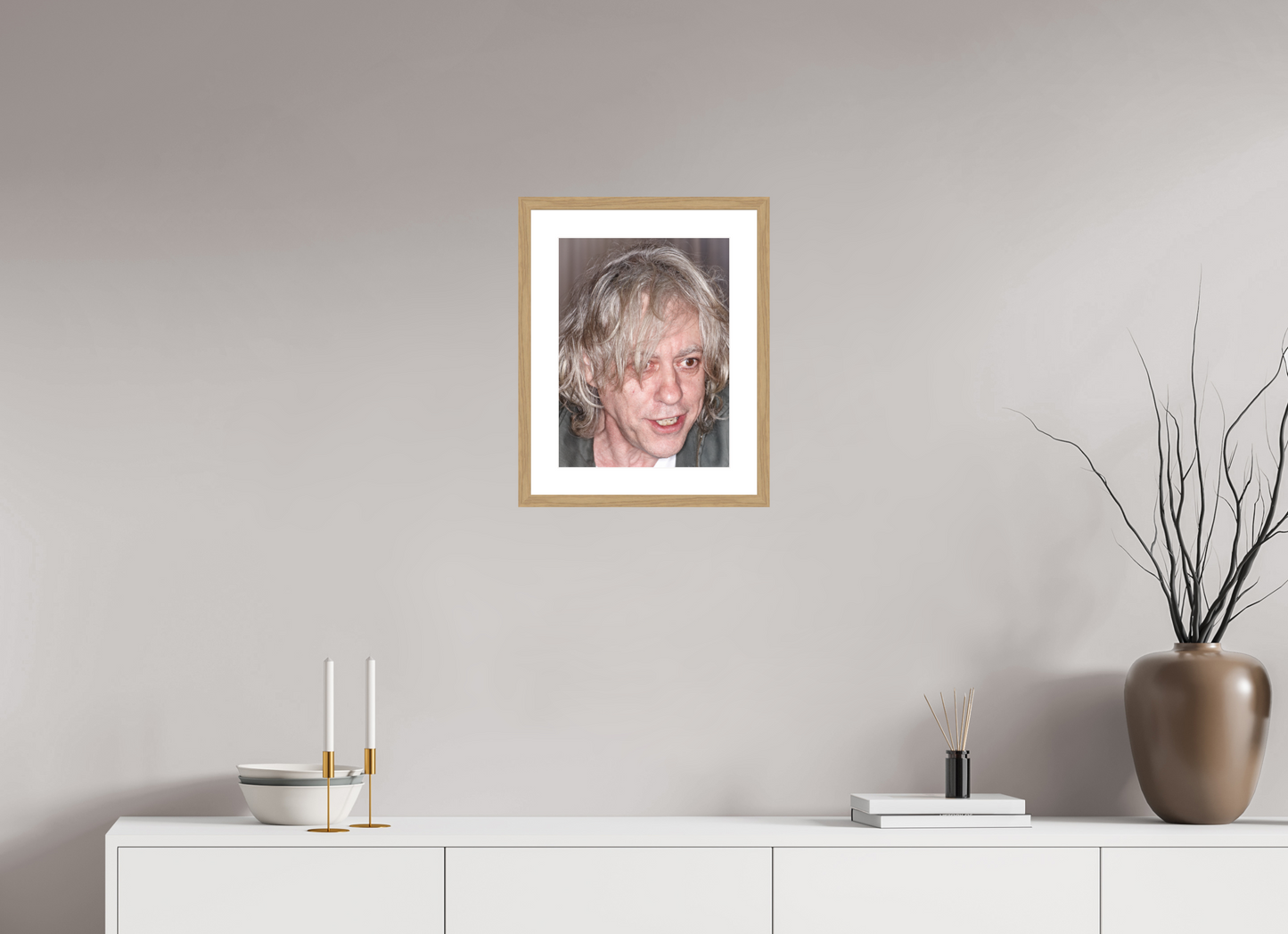 30 x 40 cm, Wood Frame with Passe-Partout | Oak Bob Geldof 05