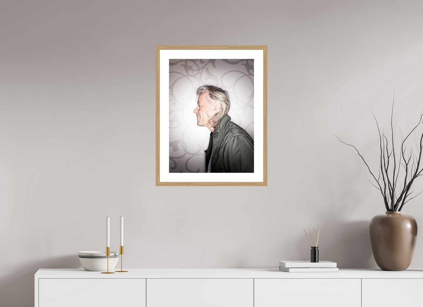 45 x 60 cm, Wood Frame with Passe-Partout | Oak Bob Geldof 01