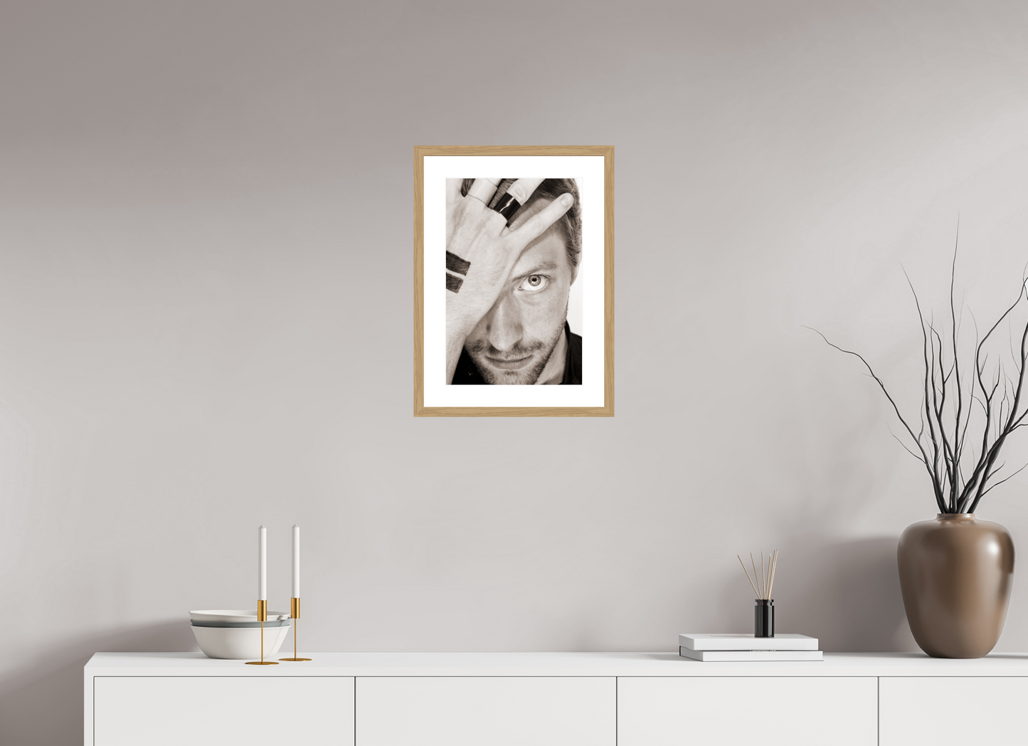 30 x 45 cm, Wood Frame with Passe-Partout | Oak Chris Martin - Coldplay 05