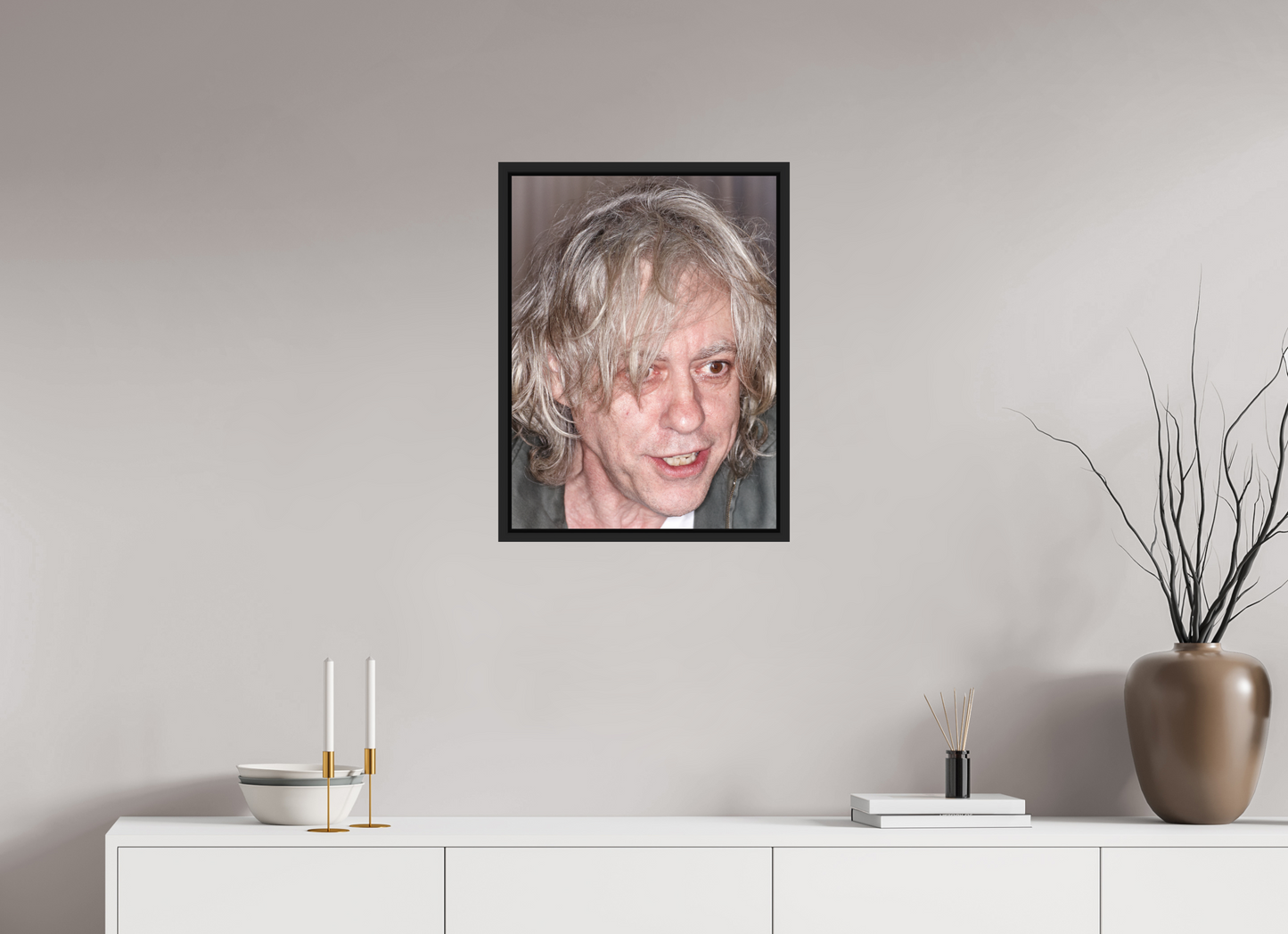 45 x 60 cm, Floater Frame | Black Matte Bob Geldof 05
