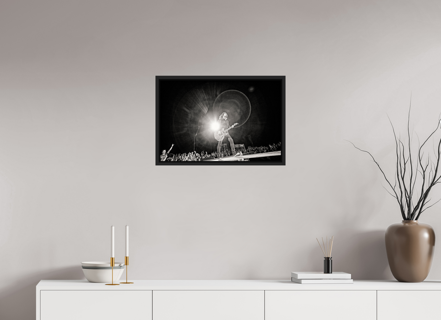 60 x 40 cm, Floater Frame | Black Matte Dave Grohl - Foo Fighters Live 08