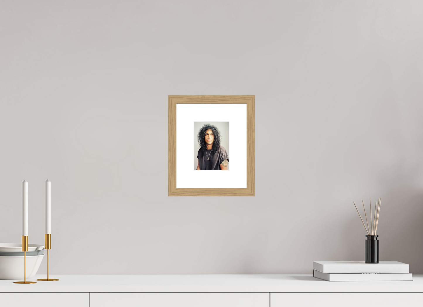 10 x 13,7 cm, Wood Frame with Passe-Partout | Oak Slash 06