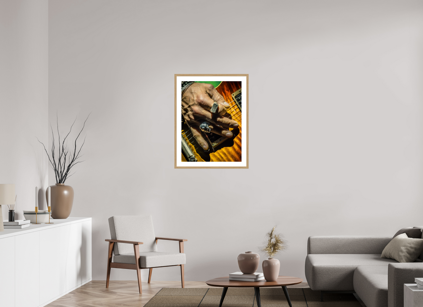 60 x 80 cm, Wood Frame with Passe-Partout | Oak Slash 08