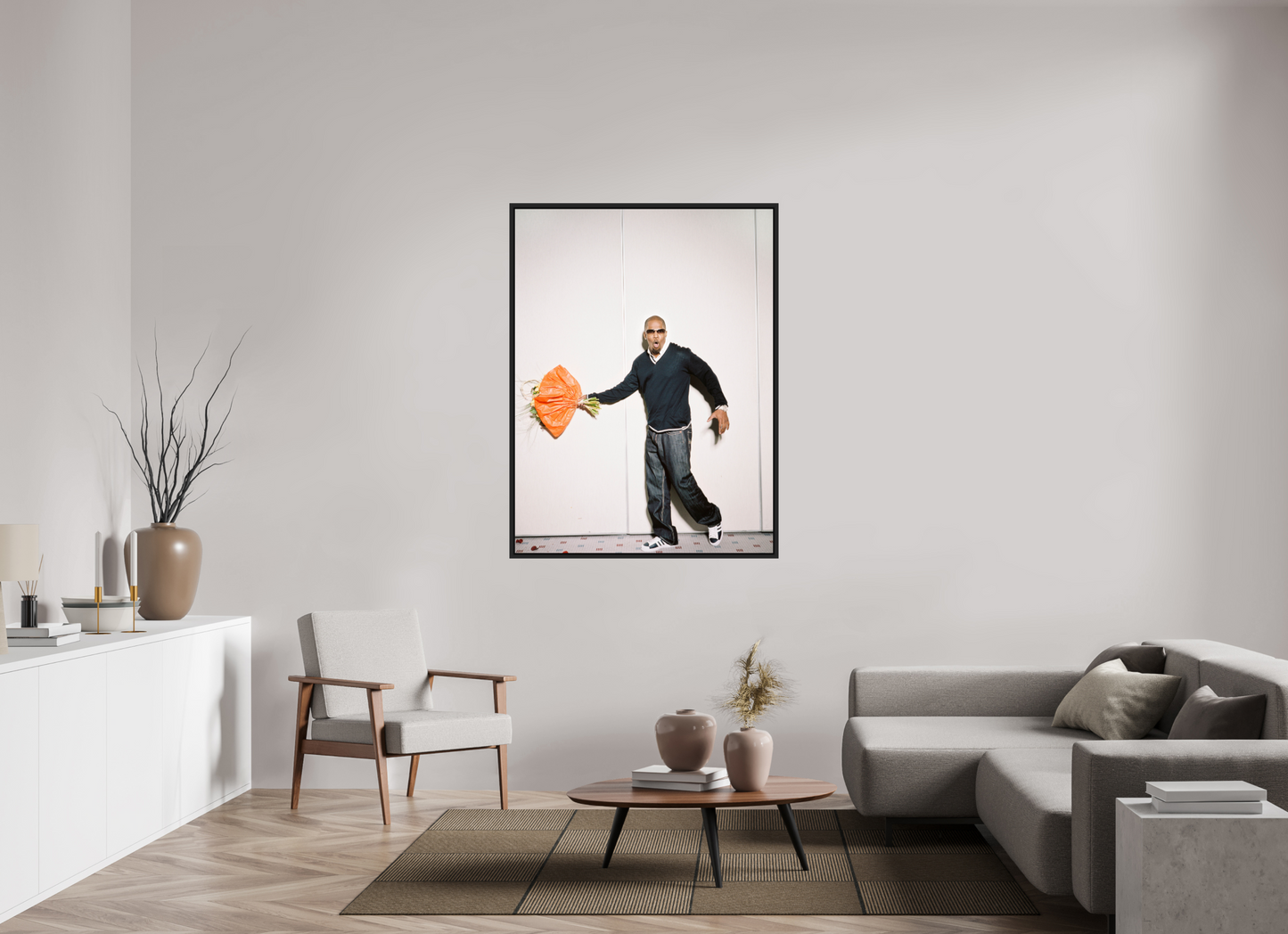 105 x 140 cm, Floater Frame | Black Matte Jamie Foxx 01