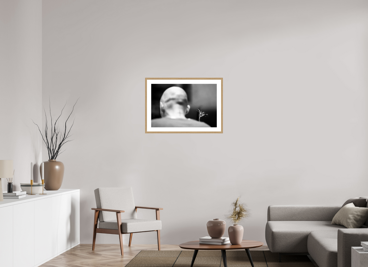 75 x 50 cm, Wood Frame with Passe-Partout | Oak Moby 02