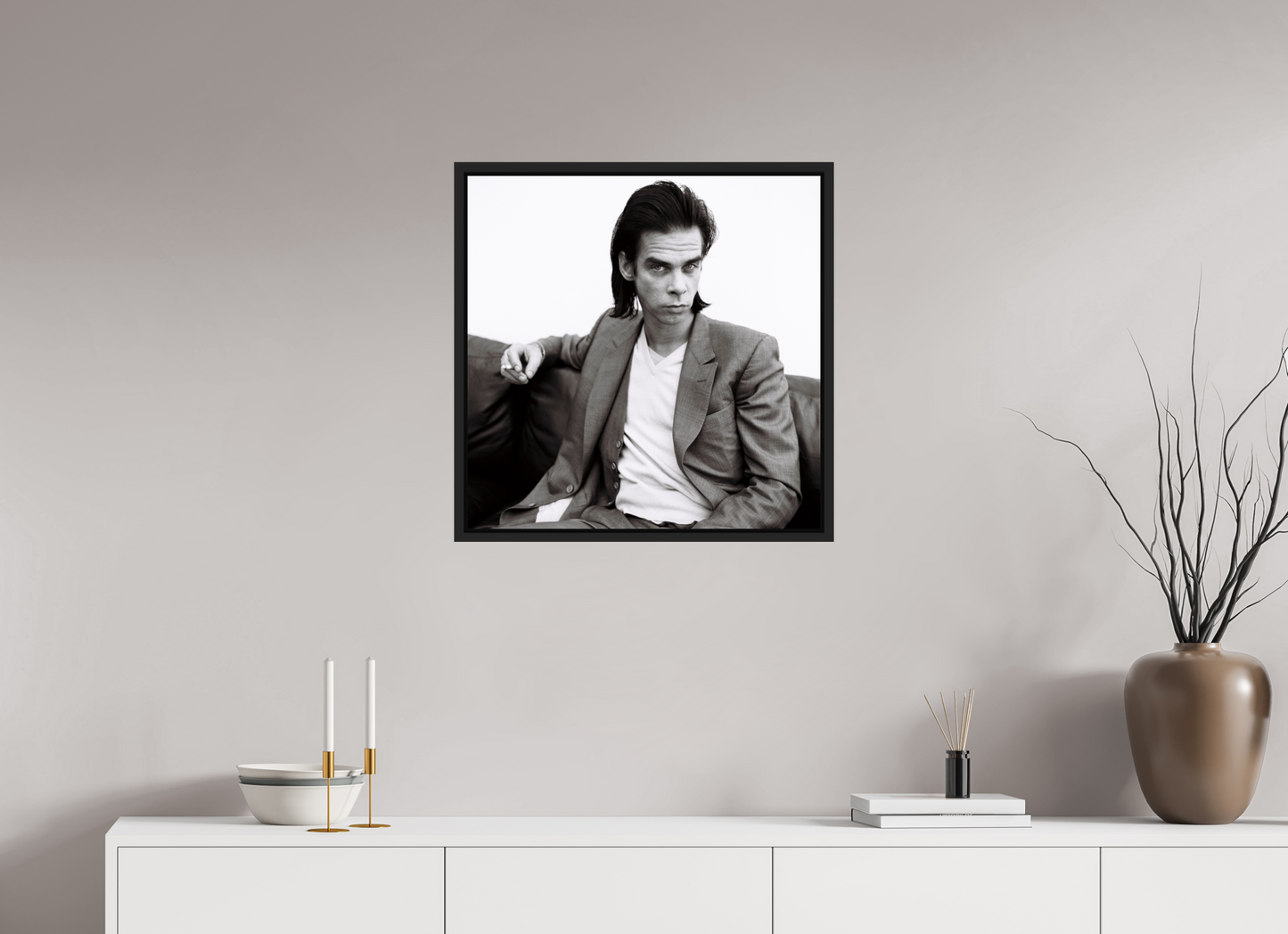 60 x 60 cm, Floater Frame | Black Matte Nick Cave 01