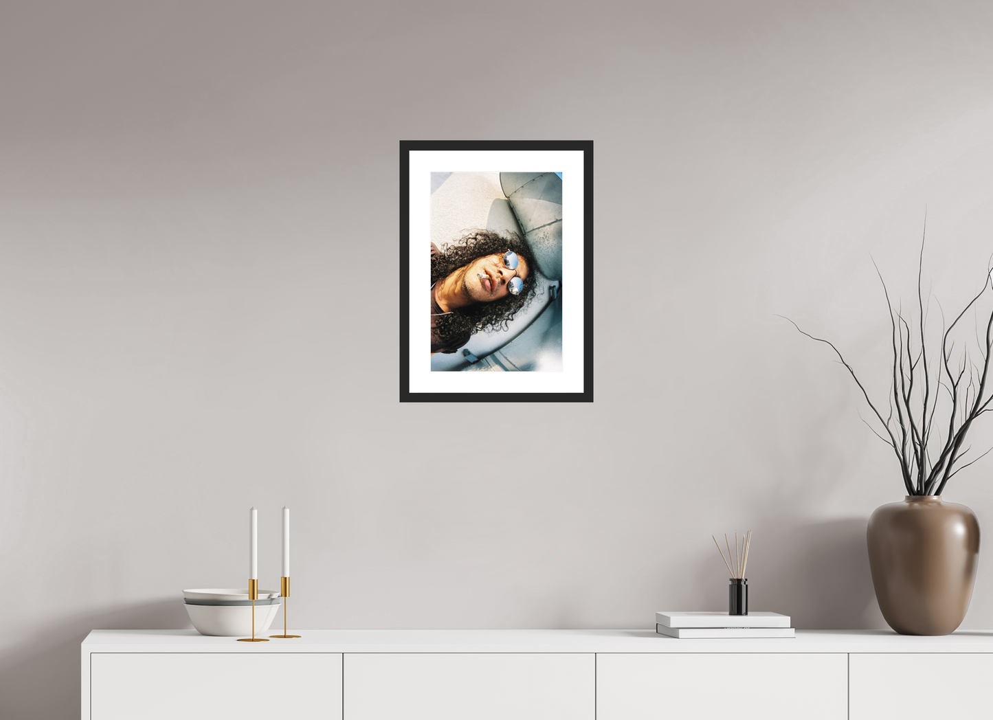 30 x 45 cm, Wood Frame with Passe-Partout | Black Matte Slash 01