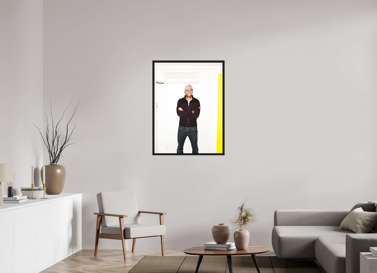 75 x 100 cm, Floater Frame | Black Matte Jürgen Klopp 02