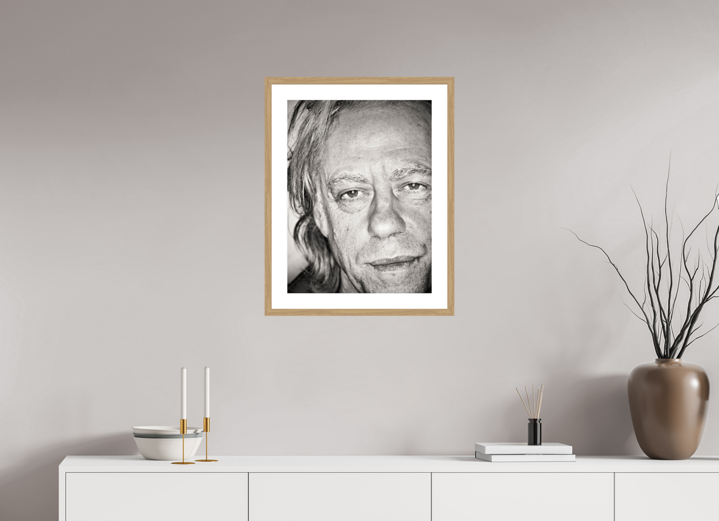 45 x 60 cm, Wood Frame with Passe-Partout | Oak Bob Geldof 04